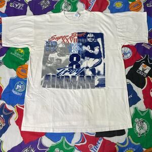 Vintage 1993 NFL Troy Aikman Dallas Cowboys Super Bowl Football Tee